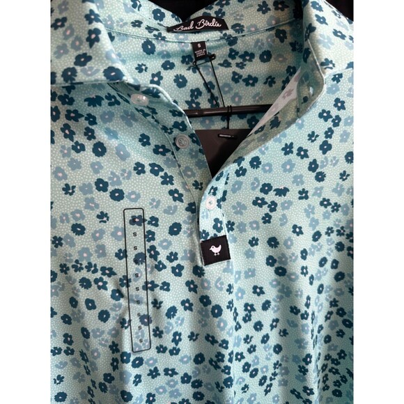 Bad Birdie Blue Floral Polo Shirt - Picture 5 of 5